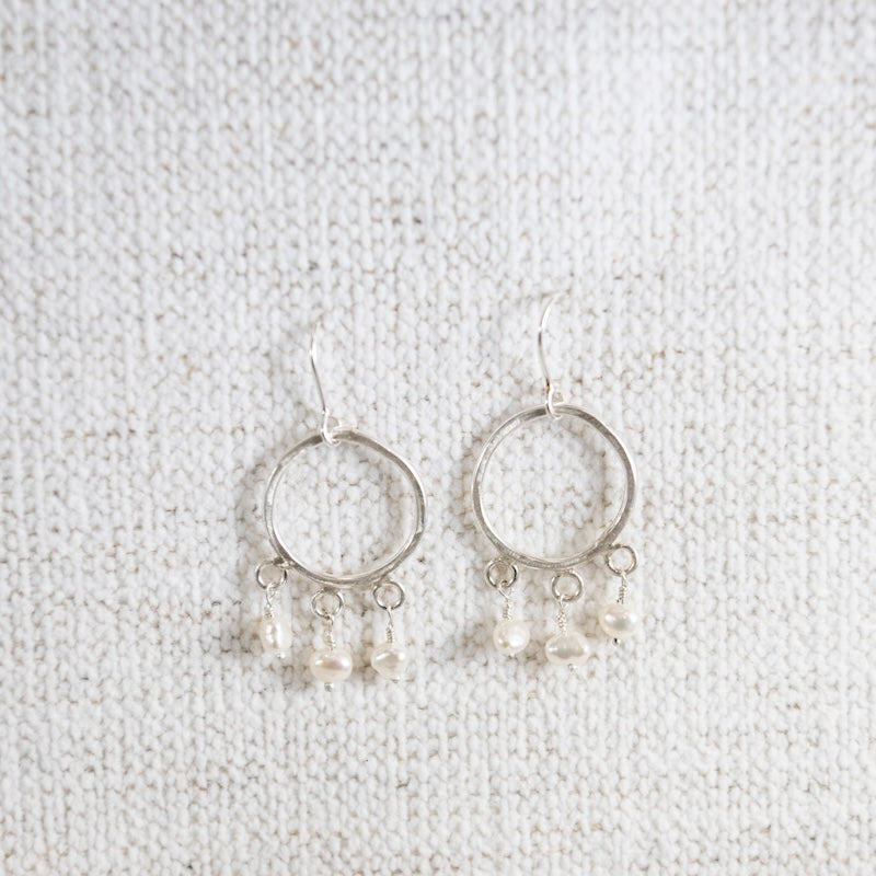 Tre Perler Sterling Silver Earrings