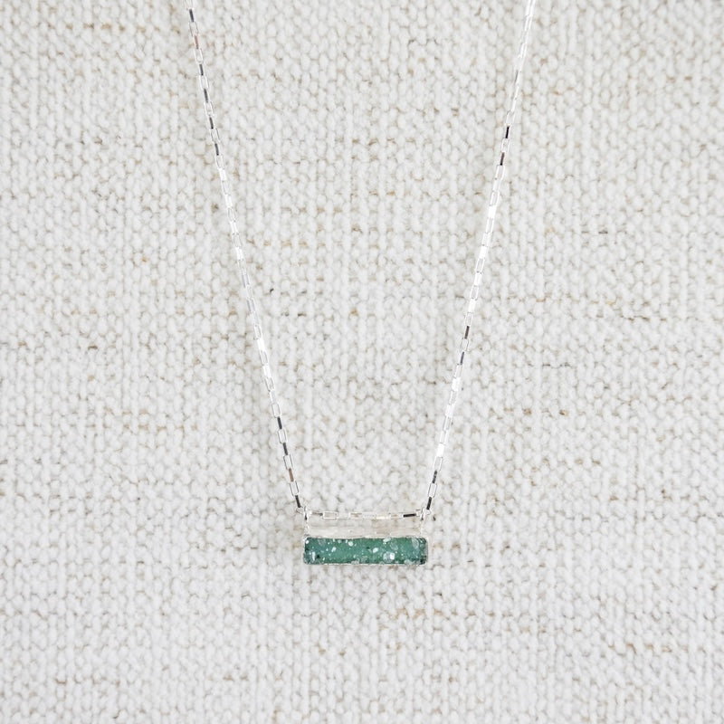 Green Druzy Bar Necklace