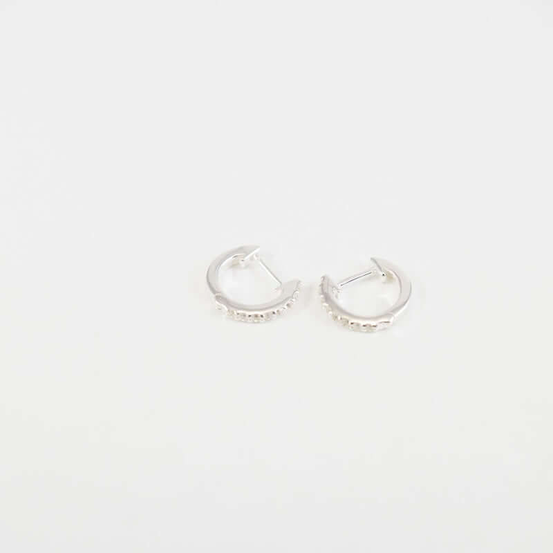 Sterling Silver Pave Hoops with CZ Stones at PINCH