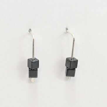 Sterling Silver Hook Earrings with Hematite at PINCH