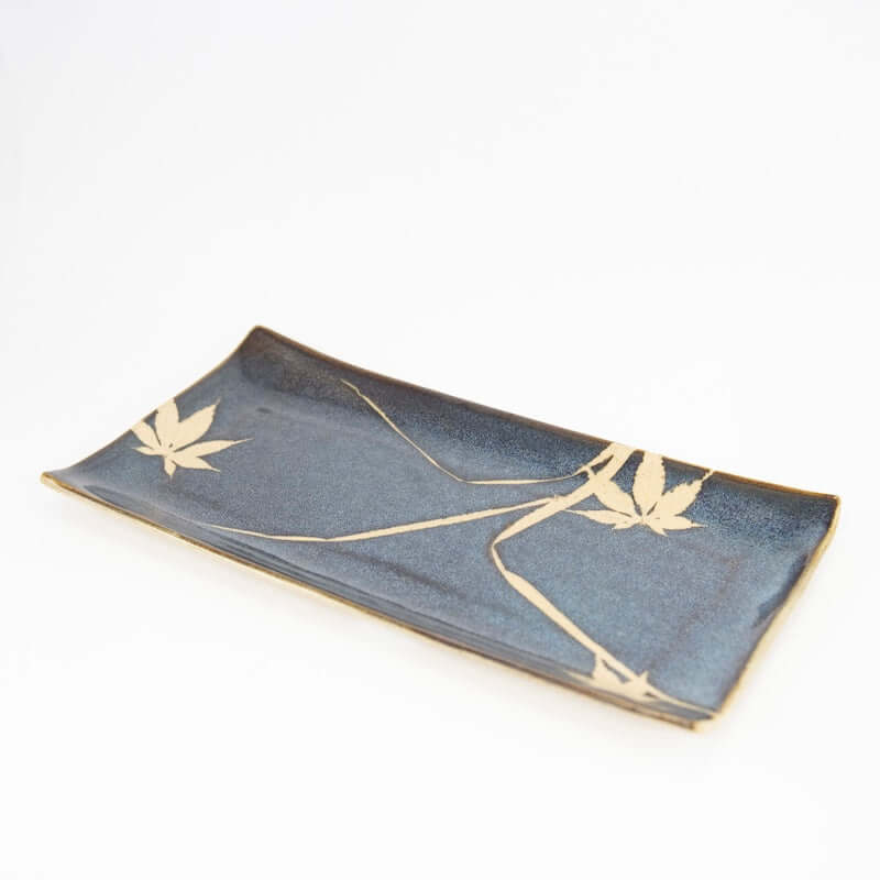 Medium Rectangle Platter in Dark Blue with Fern - Thumbnail 3