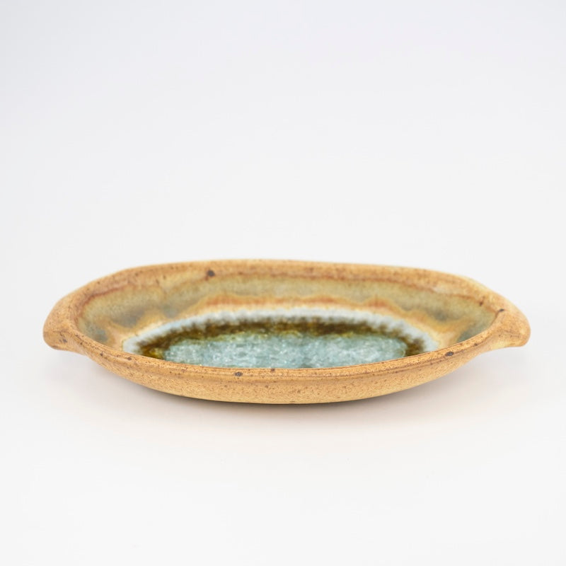 Butter Dish in Sienna with Accents Glaze from Dock 6 Pottery at Pinch in Northampton, MA