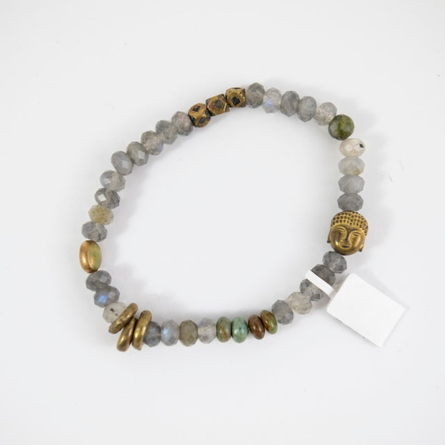 Labradorite Buddha and Brass Bracelet from Riverstone Jewelry at Pinch in Northampton, MA