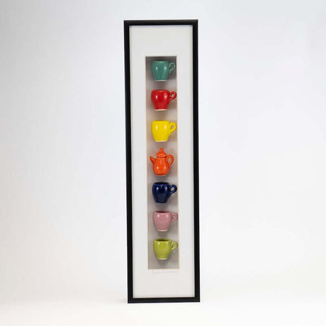 4x16 Vertical Shadowbox with Multicolor Mugs from Carlos Silva at Pinch in Northampton, MA