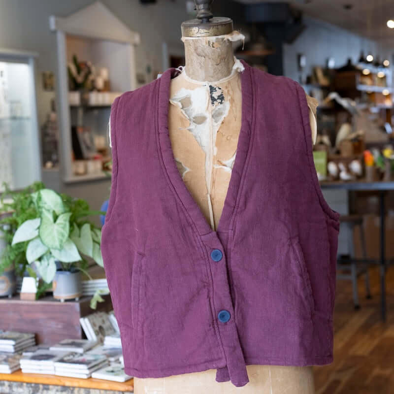 Hanten Padded Vest in Red at PINCH