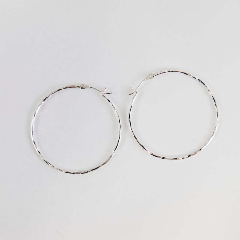 Medium Hammered Hoops in Sterling Silver from Tashi at Pinch in Northampton, MA