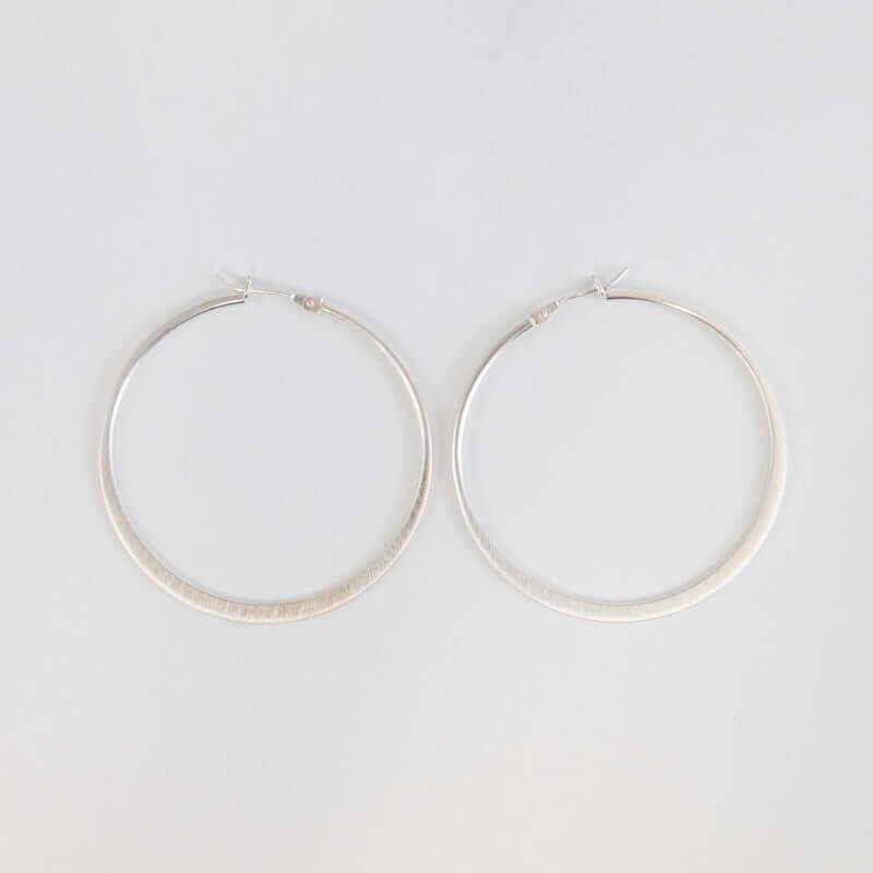 Large Simple Hoops in Brushed Sterling Silver from Tashi at Pinch in Northampton, MA