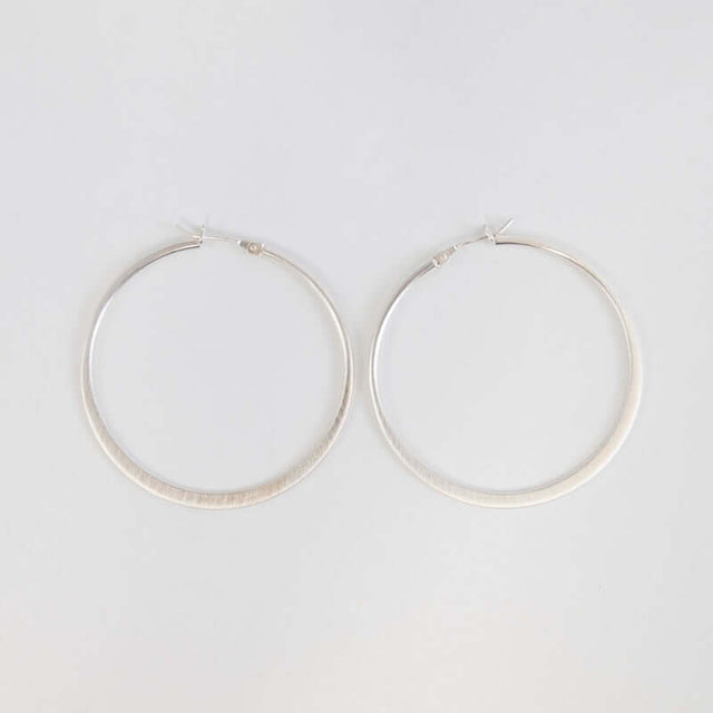 Large Simple Hoops in Brushed Sterling Silver from Tashi at Pinch in Northampton, MA