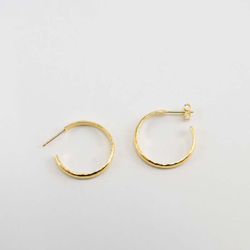 Finely Hammered Hoops in 14K Gold Vermeil at PINCH