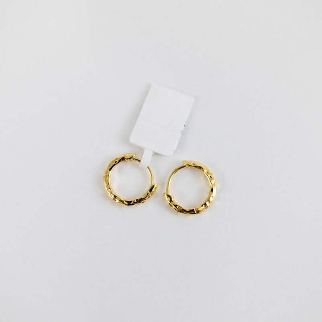 Hammered Click Huggie Hoops in 14k Gold Vermeil from Tashi at Pinch in Northampton, MA