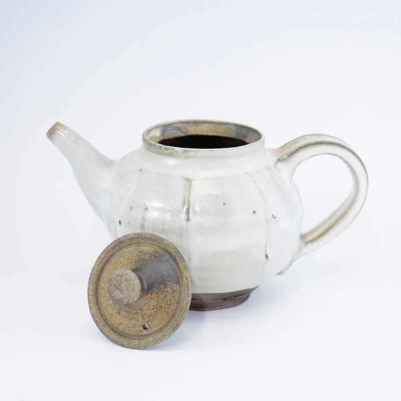 White Teapot with Brown Lid