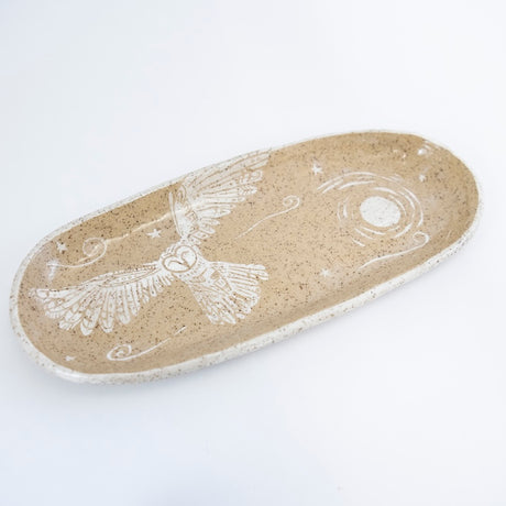 Owl in White Platter