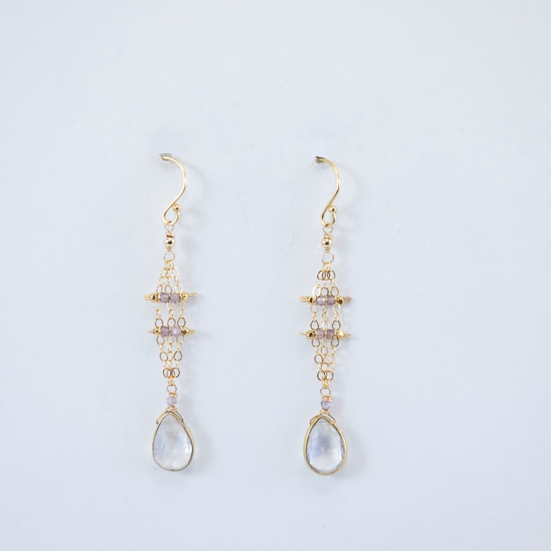 Gold Fill Moonstone Weave Earrings