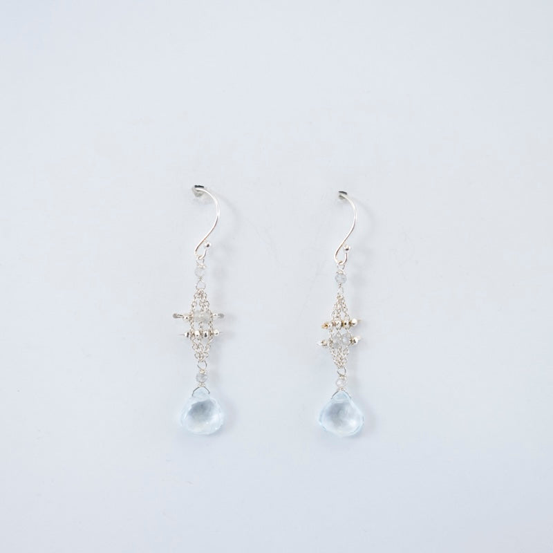 Sterling Silver Blue Topaz Weave Earrings