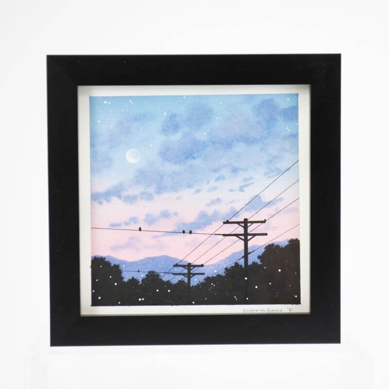 Original Watercolor 6x6 Framed #38