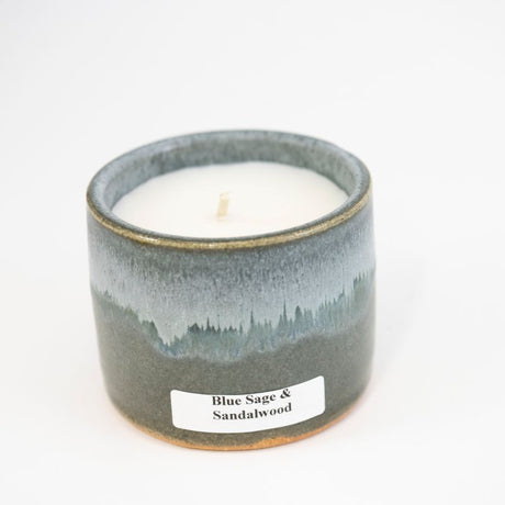 Single Wick Ceramic Sage and Sandalwood Candle
