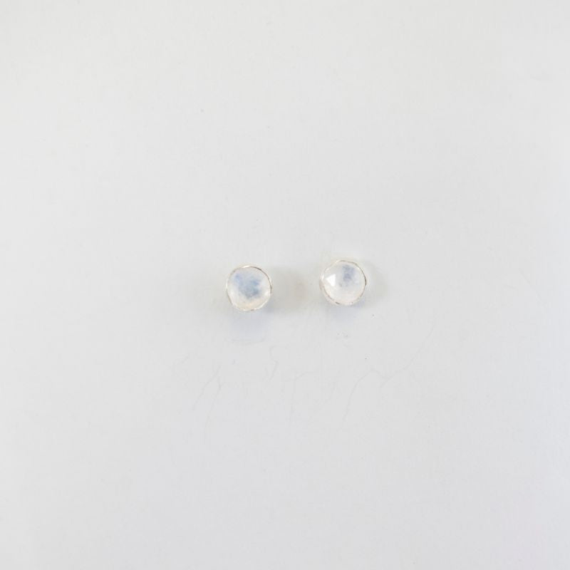 Rainbow Moonstone Facet Cut Studs