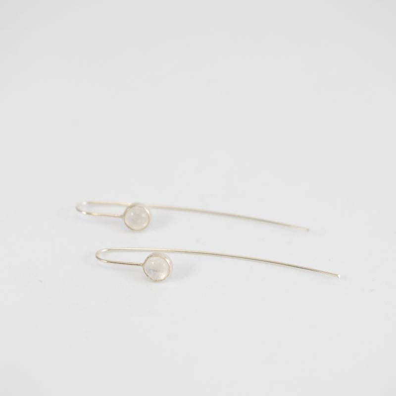 Fishhook Earrings with Rainbow Moonstone