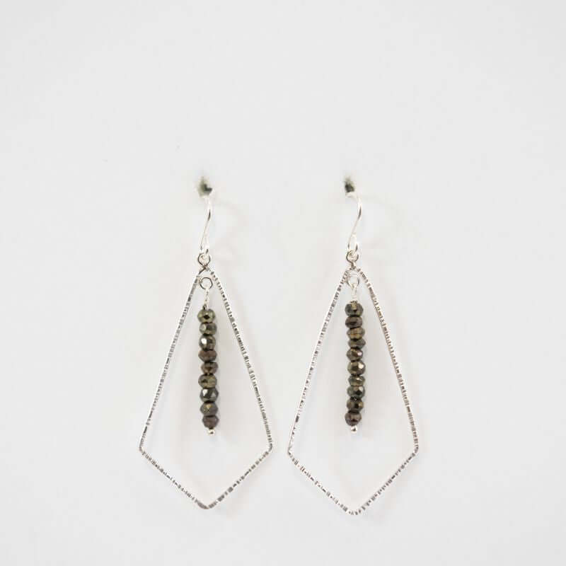 Diamond Stone Stack Pyrite Earrings at PINCH