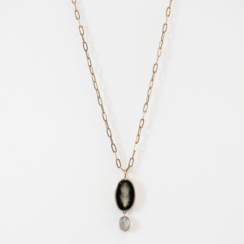 Feather with Labradorite Necklace