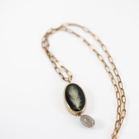 Feather with Labradorite Necklace