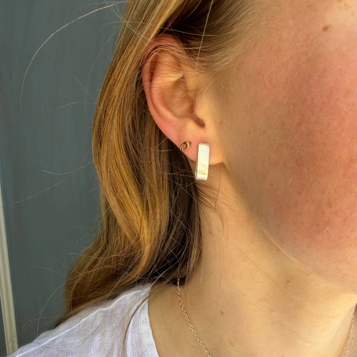 Small Flat Hoops in Sterling Silver