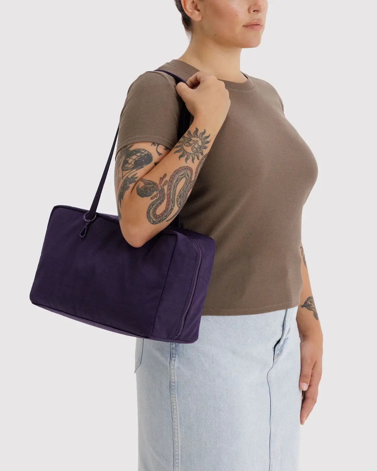 Medium Nylon Bowler Bag in Fig at PINCH