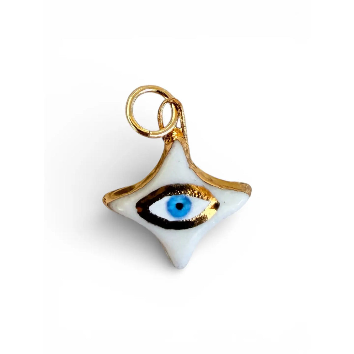 Gold Evil-Eye 4-Point Star Charm