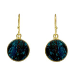 Chyrsocolla Coin Earrings in Gold Vermeil