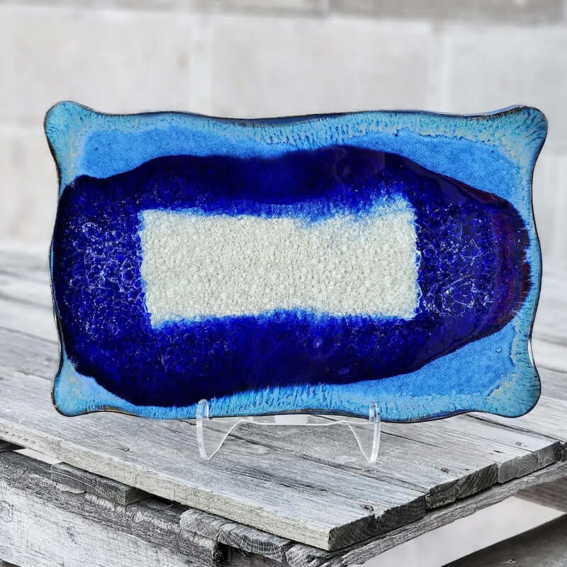 Small Wavy Edge Rectangle Tray in Starry Night Glaze at PINCH