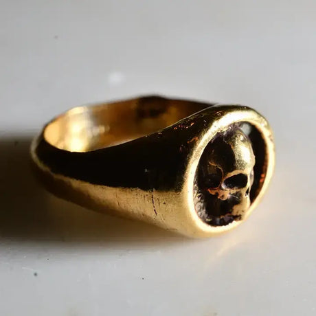 Calavera Signet Ring in Bronze at PINCH
