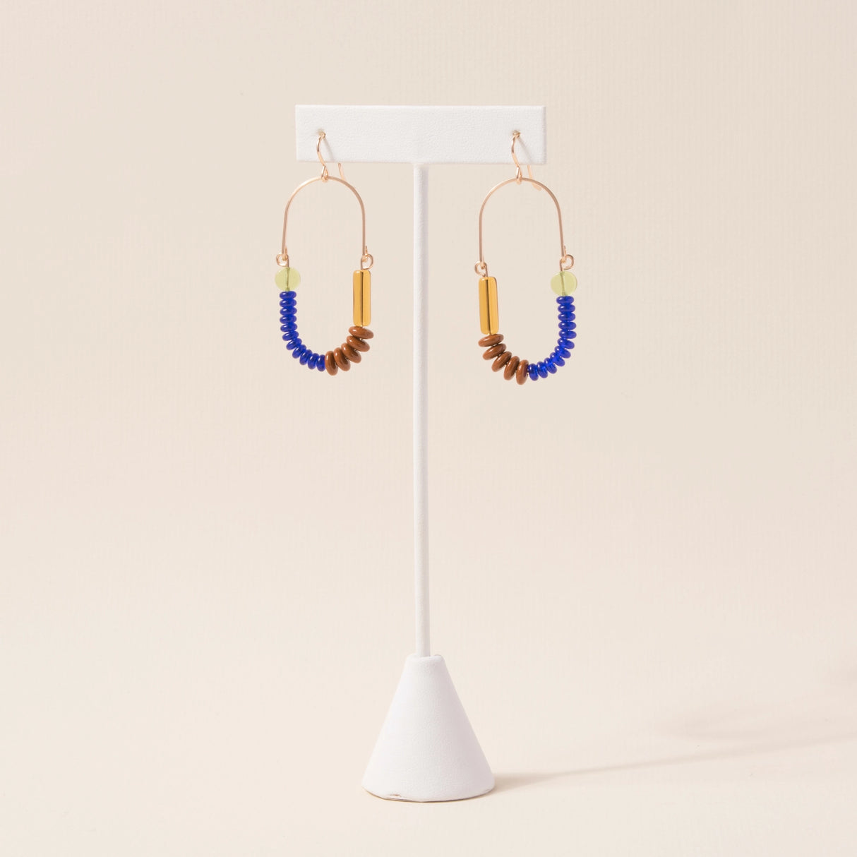 Cobalt, Olive, Mocha, Topaz Balance Earrings in Brass