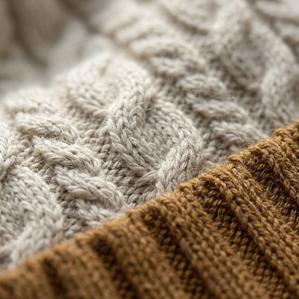 Alpaca Braided Beanie Hat in Tumeric
