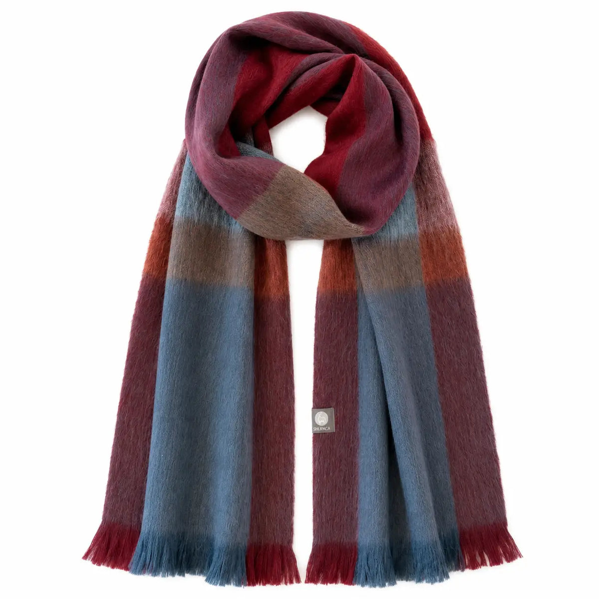 Alpaca Plaid Scarf in Caramel Apple