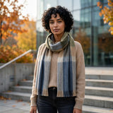Alpaca Plaid Scarf in Olive