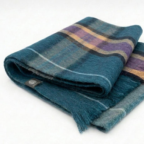 Alpaca Tartan Scarf in Abyss