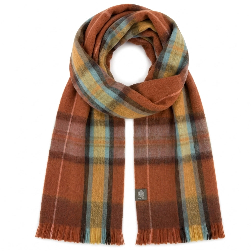 Alpaca Tartan Scarf in Autumn