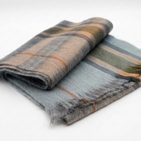 Alpaca Tartan Scarf in Shoreline