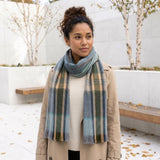 Alpaca Tartan Scarf in Shoreline