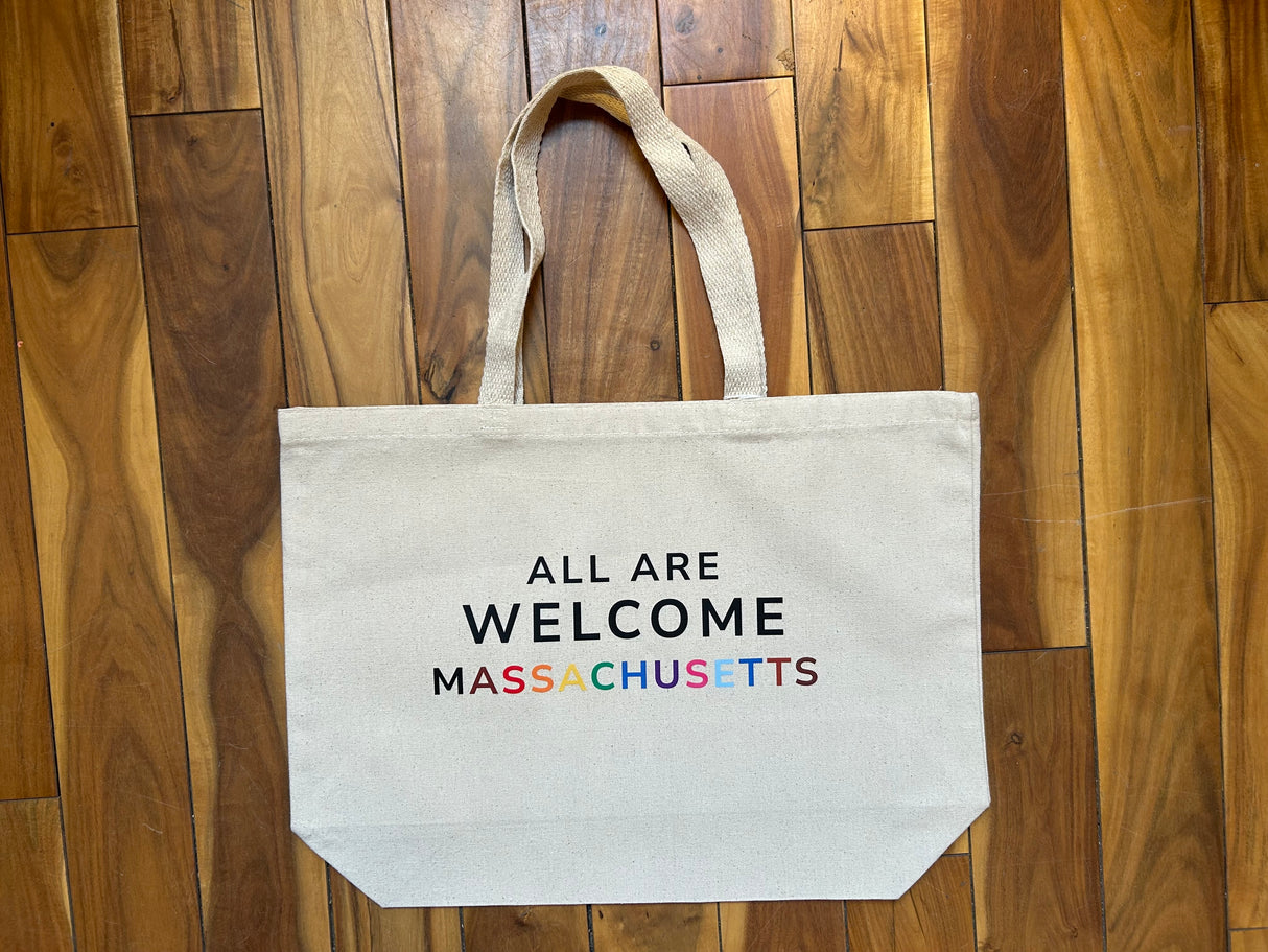 All Are Welcome Massachusetts Tote in Natural
