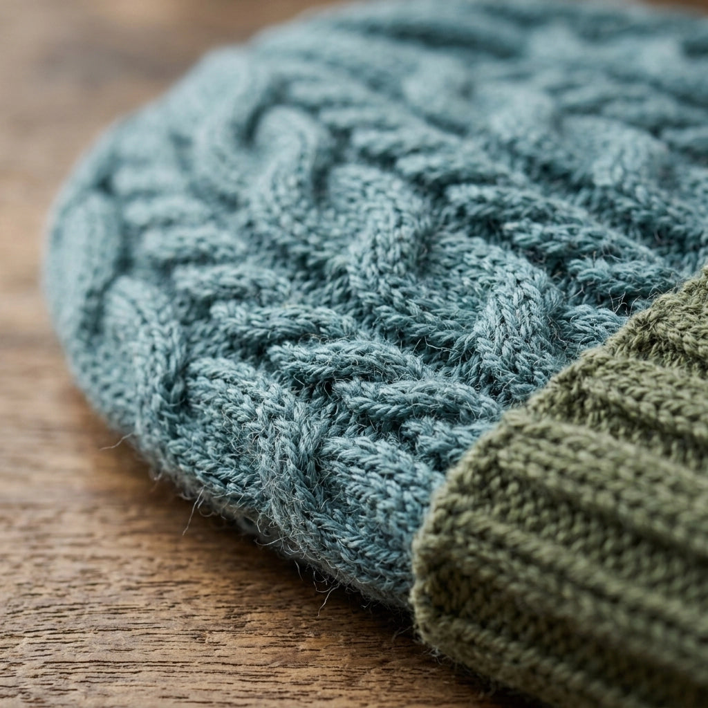 Alpaca  Braided Beanie Hat in Fern