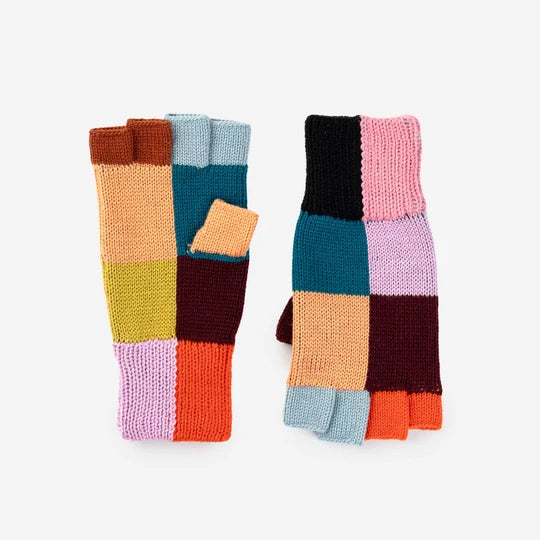 Color Patch Fingerless Gloves in Sport