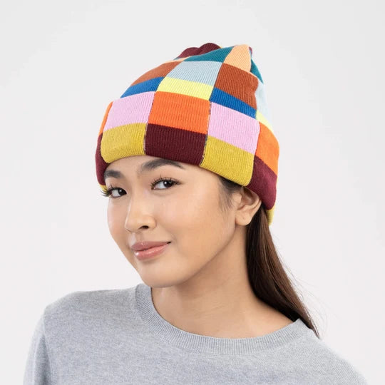 Color Patch Knit Beanie in Sport