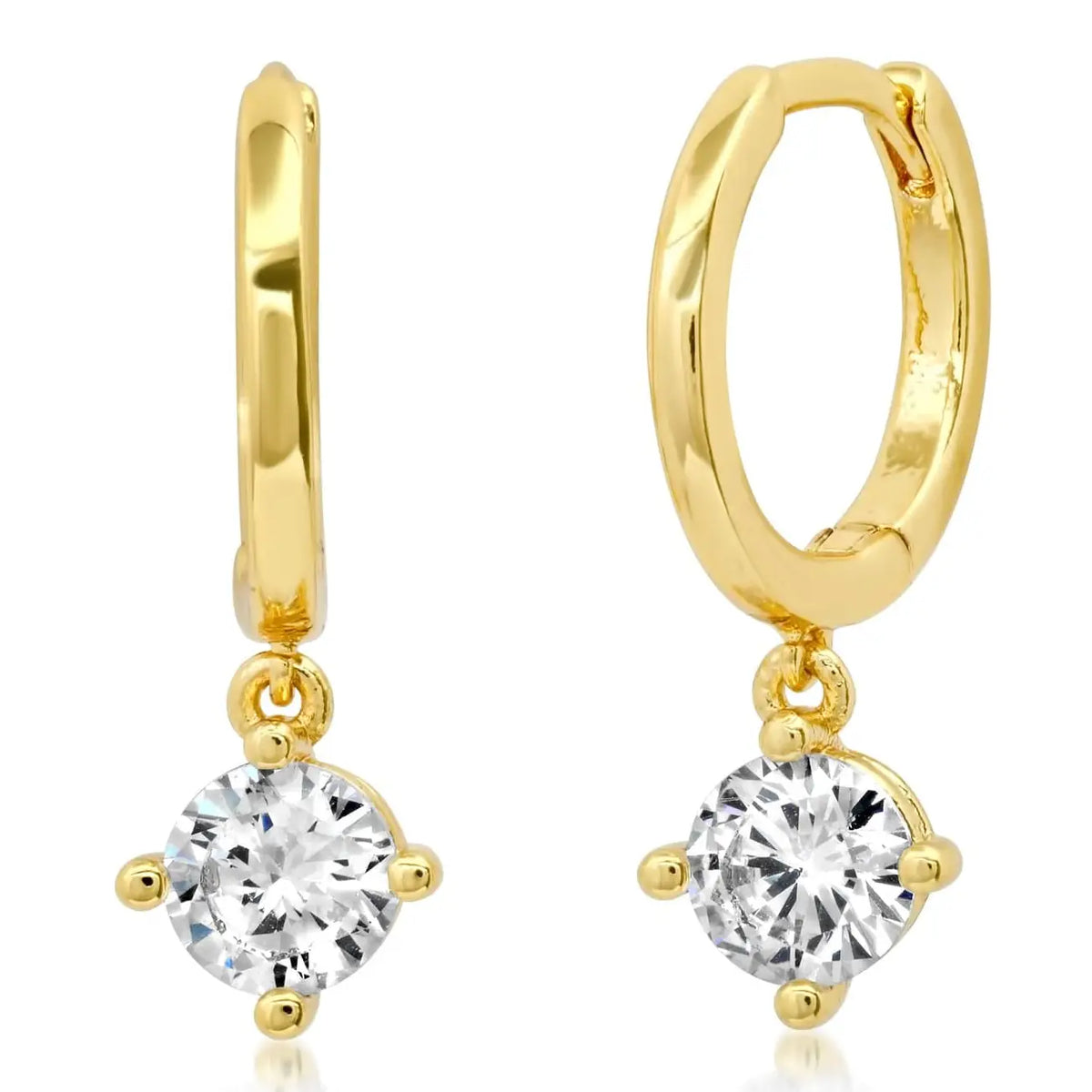Gold Huggies with Solitaire Drop