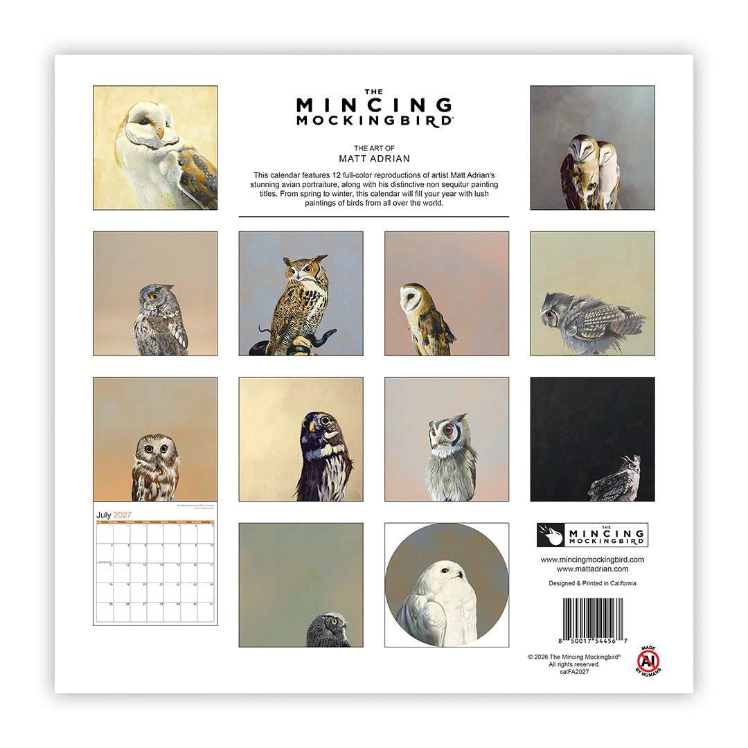 Mincing Mockingbird: A Year of Owls 2027 Calendar