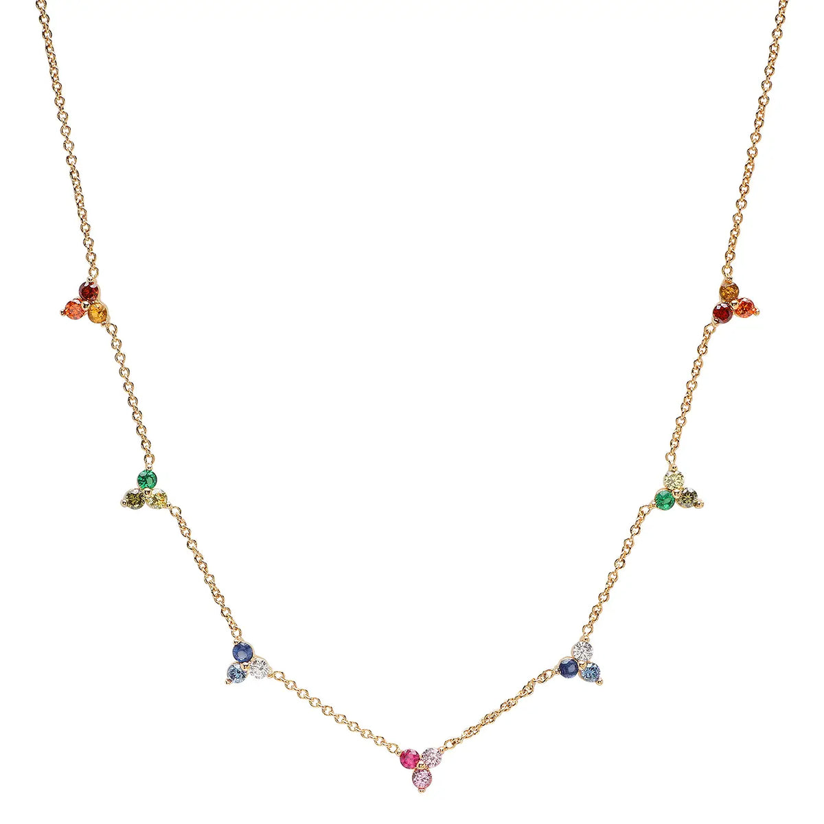 Necklace with Cascading Rainbow Gems