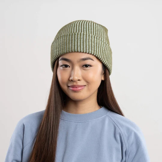 Rib Knit Beanie in Moss Jade