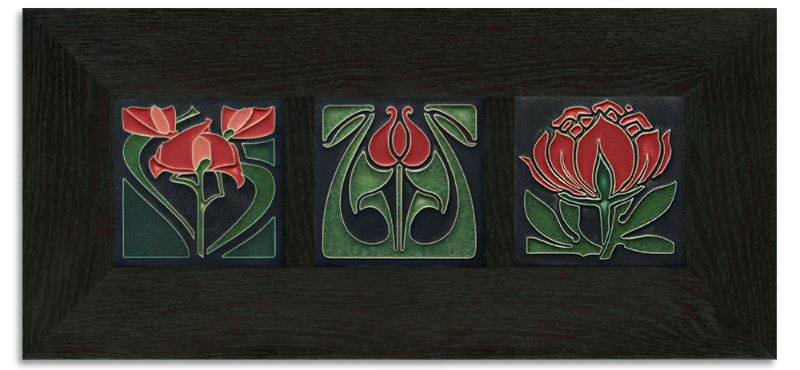 4x4 Florals Framed Tile Set in Red at PINCH