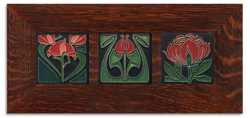 4x4 Florals Framed Tile Set in Red at PINCH