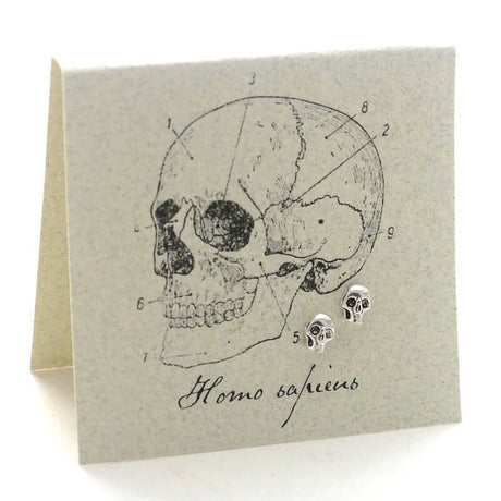 Skull Stud Earrings in Sterling Silver at PINCH